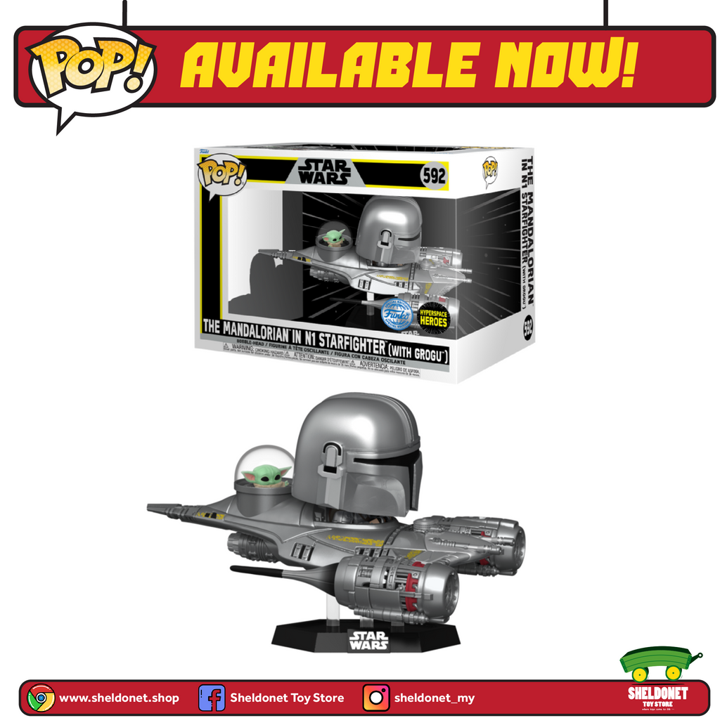 Pop! Rides Super Deluxe: Star Wars: The Mandalorian - The Mandalorian in N1 Starfighter (with Grogu)[Exclusive]
