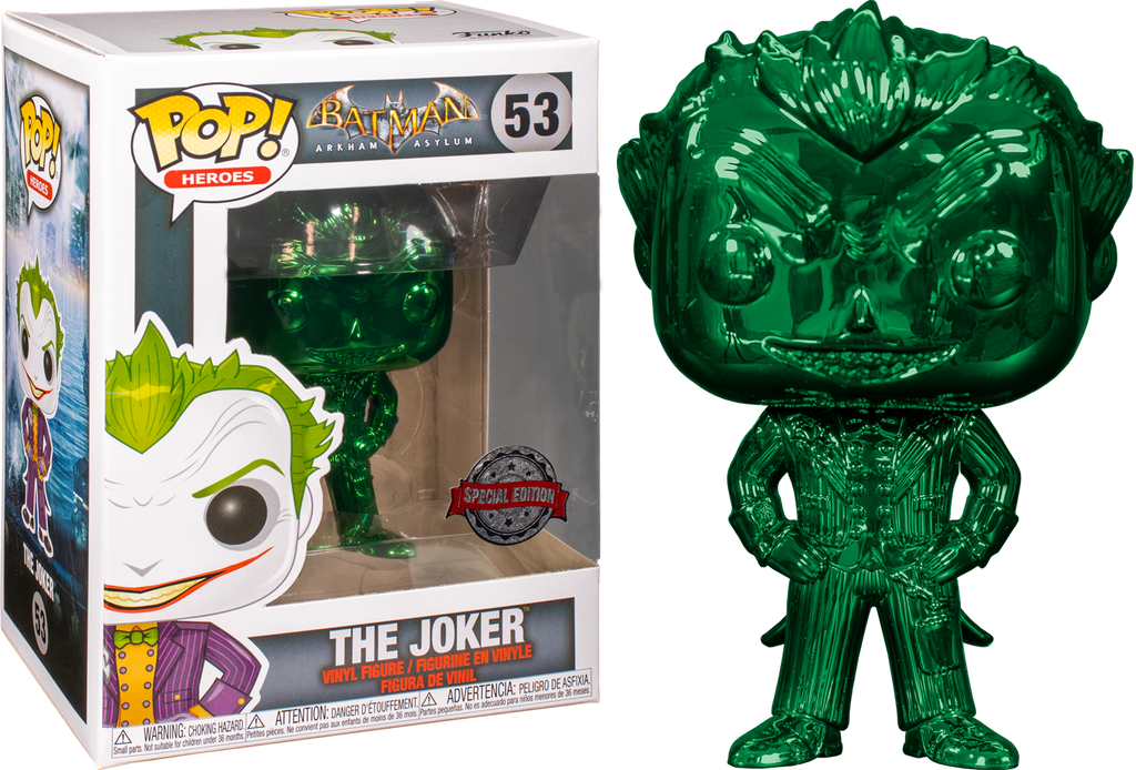 Pop! Heroes: Arkham Asylum - Joker (Green Chrome) [Exclusive] - Sheldonet Toy Store