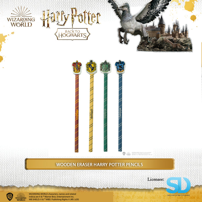 Cinereplica: Harry Potter Wooden Pencils With Eraser (Gryffindor, Ravenclaw, Hufflepuff or Slytherin)