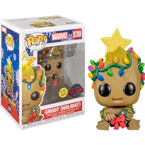 Pop! Marvel: Holiday - Christmas Groot (Glow in The Dark) [Exclusive] - Sheldonet Toy Store