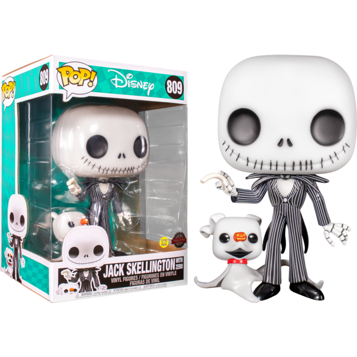Pop! Disney: Nightmare Before Christmas - Jack With Zero 10" Inch [Glow in The Dark] [Exclusive] - Sheldonet Toy Store