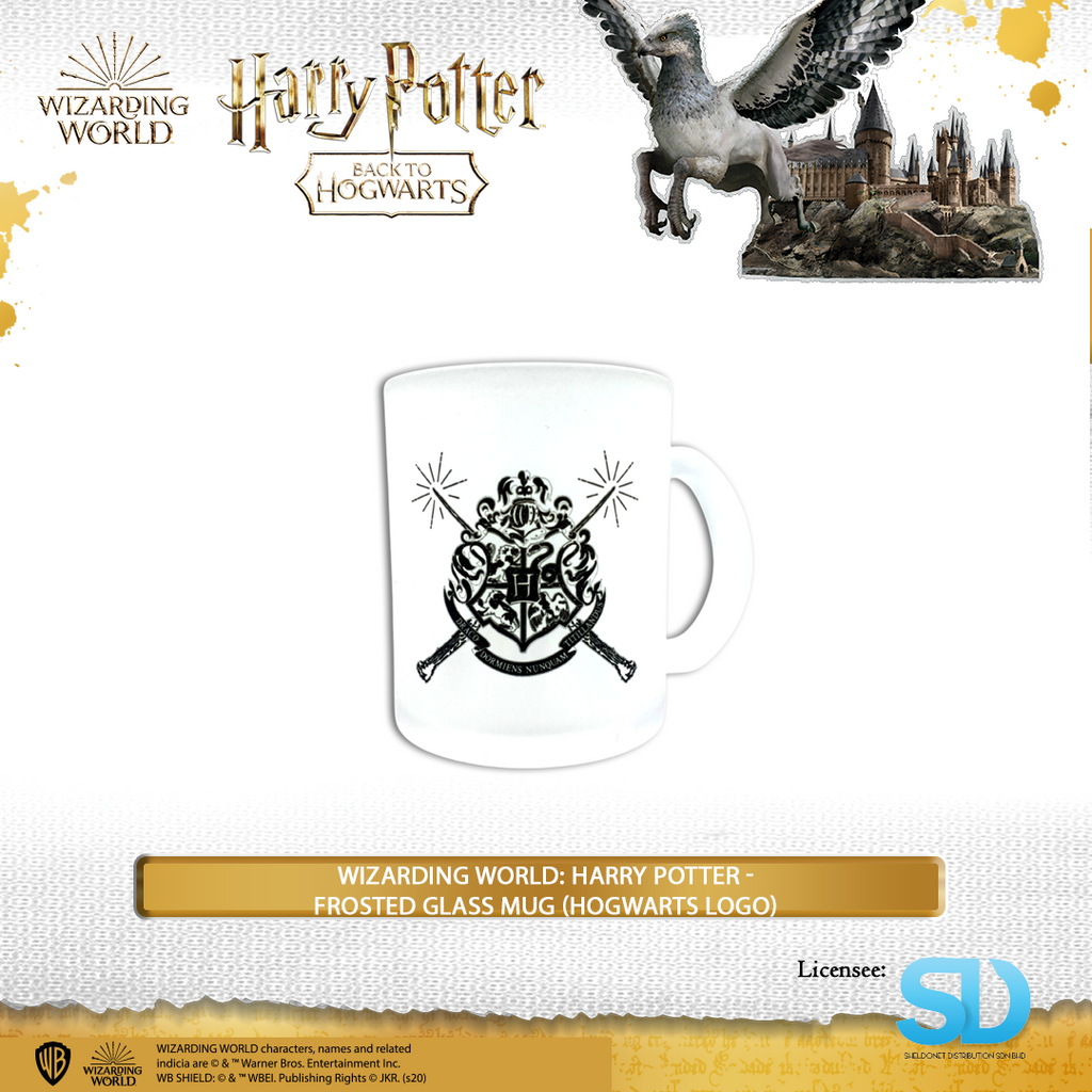 Wizarding World: Harry Potter -FROSTED GLASS MUG (HOGWARTS LOGO) - Sheldonet Toy Store