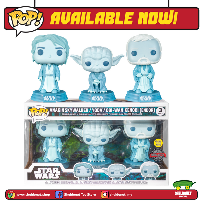 Funko Pop! Star Wars: Across The Galaxy - Force Ghost 3 Pack, Anakin, Yoda,  OBI-Wan,  Exclusive
