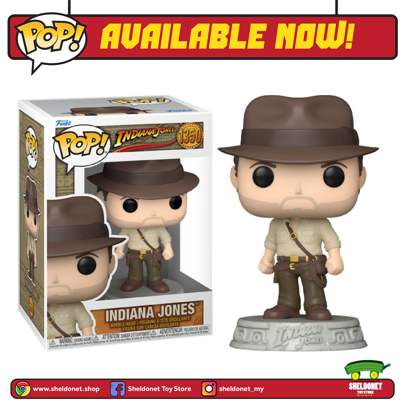  Funko Pop! Movies: Indiana Jones - Raiders of The Lost Ark, Indiana  Jones : Toys & Games