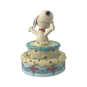 Enesco : Peanuts by Jim Shore - Snoopy Jumping Out Birthday Cake - Sheldonet Toy Store