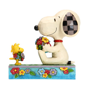 Enesco : Peanuts by Jim Shore - Snoopy-Woodstock with Flowers - Sheldonet Toy Store