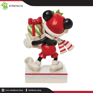 Enesco: Disney Traditions -  Black, White, Red and Green Mickey with Stacked Presents