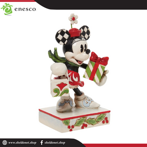 Enesco: Disney Traditions -  Black, White, Red and Green Minnie with Bag and Gift