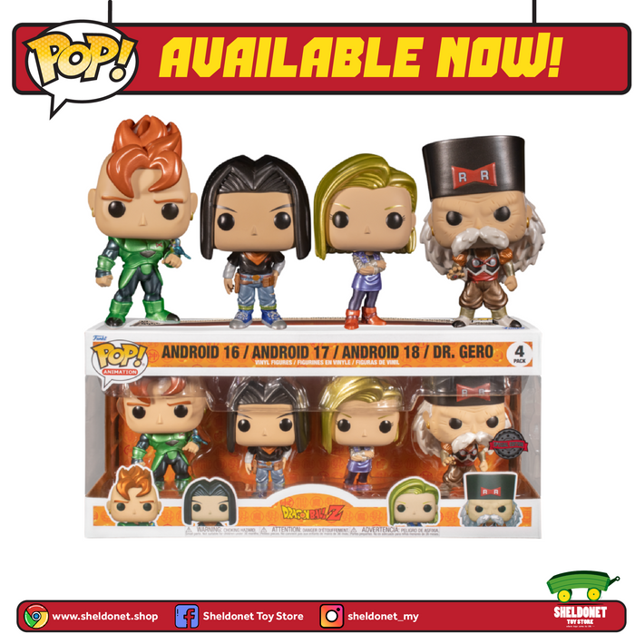 Pop! Animation: Dragonball Z - Android 16, Android 17, Android 18 And Dr. Gero  (4-Pack) [Exclusive]