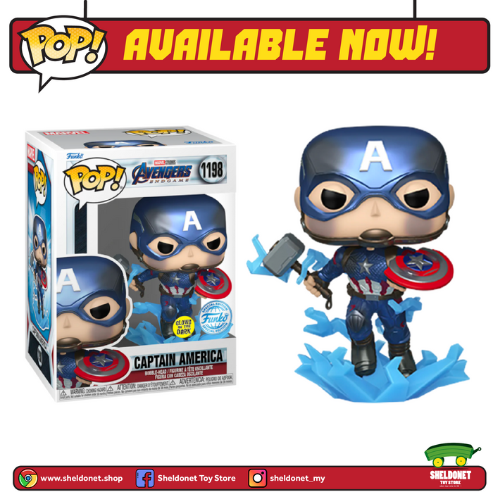 Pop! Marvel: Endgame - Captain America With Hammer (Glow In The Dark) (Metallic) [Exclusive]