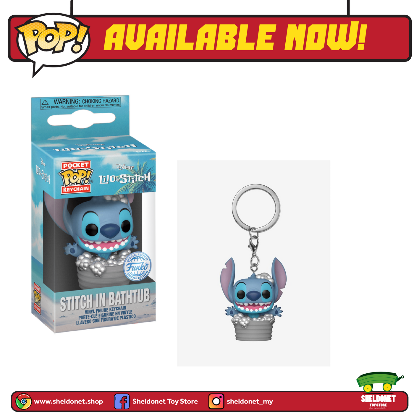 Disney: Lilo & Stitch - Stitch in Bathtub - Pocket POP! Keychain - Special  Edition