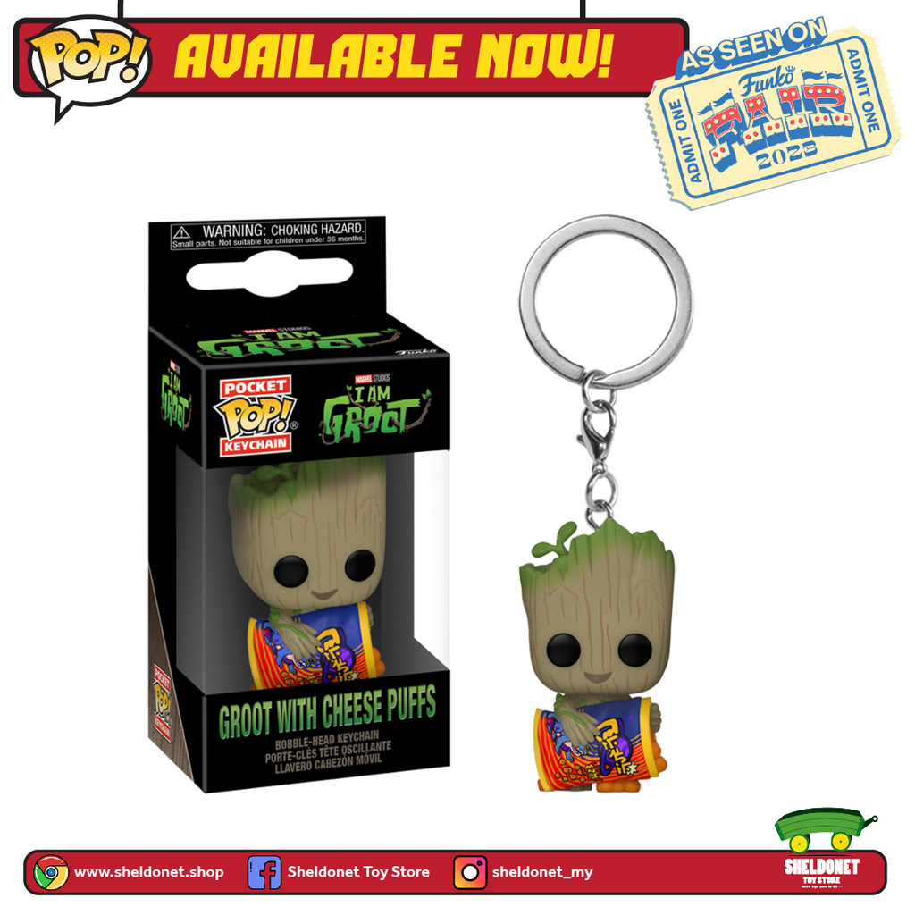 [IN-STOCK] Pocket Pop! Keychain: I Am Groot - Groot With Cheese Puffs [FUNKO FAIR 2023]