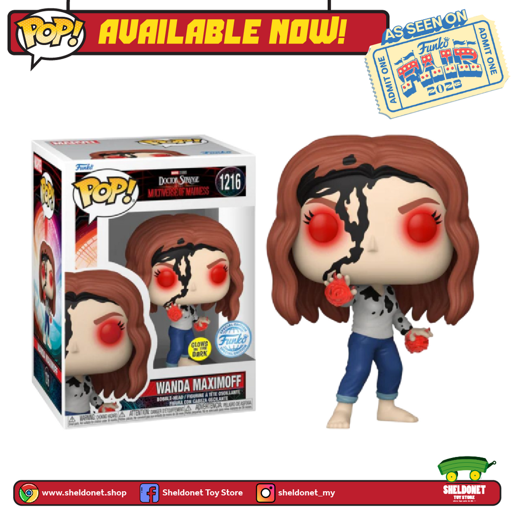 [IN-STOCK] Pop! Marvel: Doctor Strange In The Multiverse Of Madness - Wanda Maximoff (Glow In The Dark) [Exclusive] [FUNKO FAIR 2023]