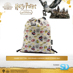 Wizarding World: Harry Potter - Hogwarts Express Logos featured Drawstring Bag - Sheldonet Toy Store