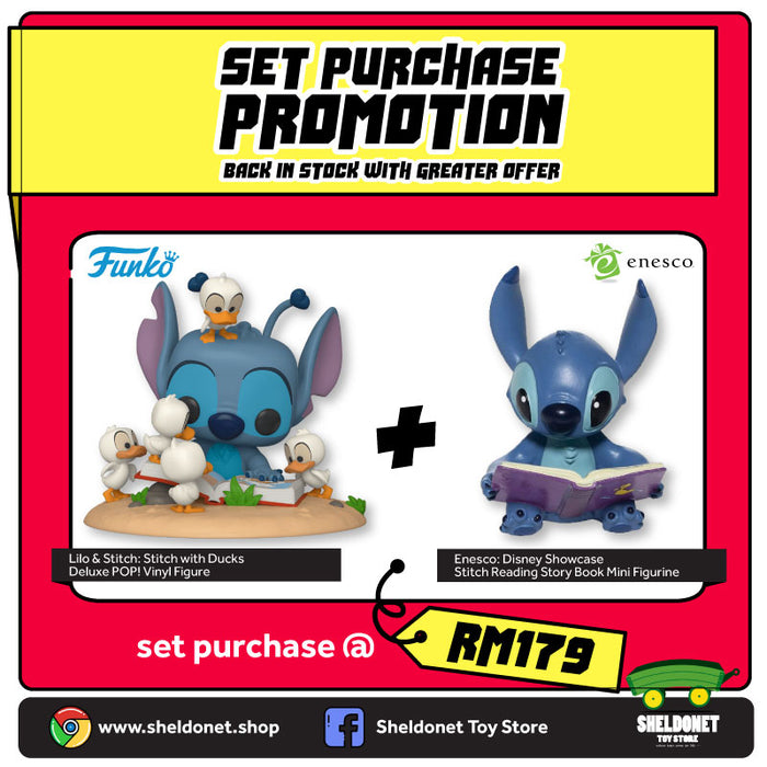 [Set Bundle] Funko Pop! Deluxe: Stitch with Books and Enesco Stitch Reading Storybook Mini Figure
