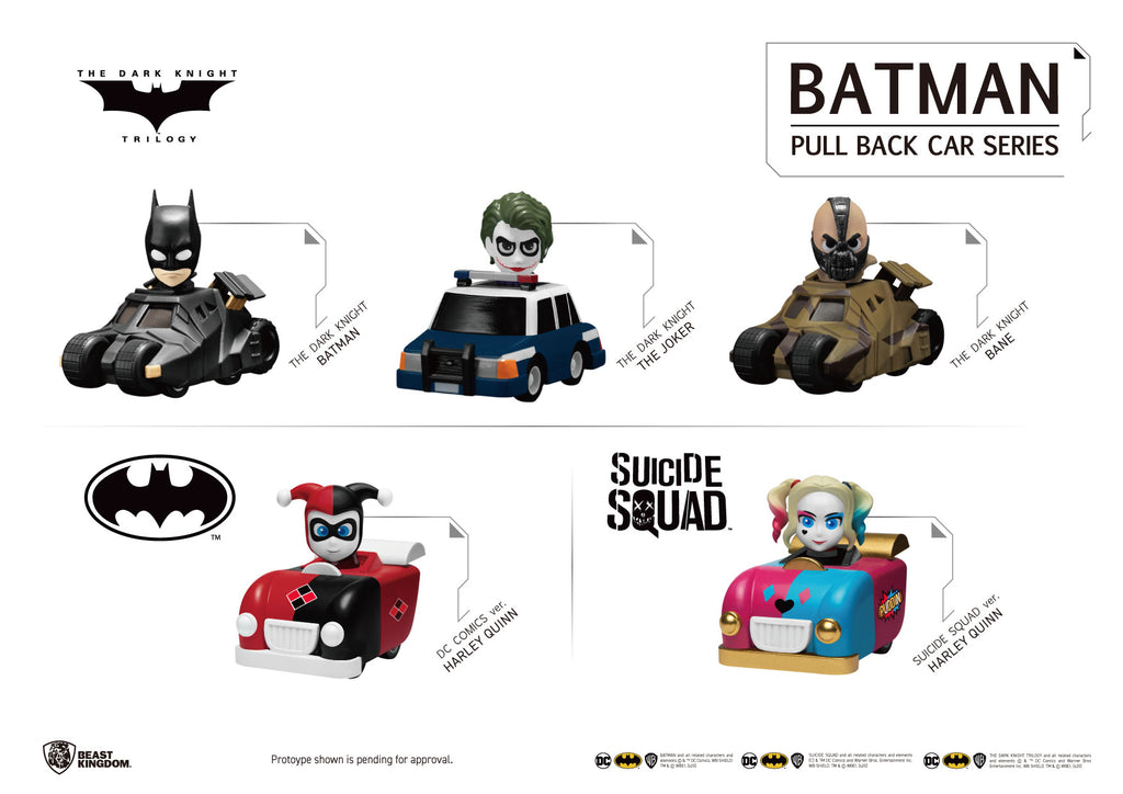 Beast Kingdom Batman Pull Back Car Series - Comes in 5 Characters (Batman The Dark Knight, Suicide Squad, DC Comics)