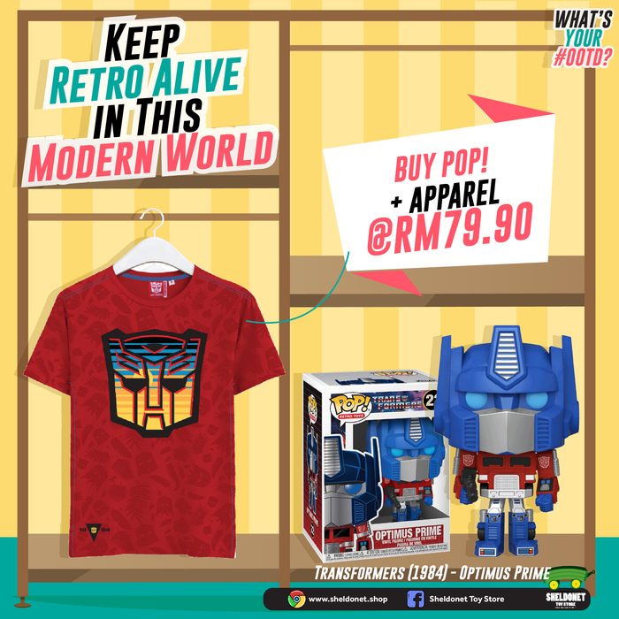 [GO RETRO WITH TRANSFORMERS T-SHIRT BUNDLE] Funko Pop! Retro Toys: Transformers - Optimus Prime + T-Shirt Bundle