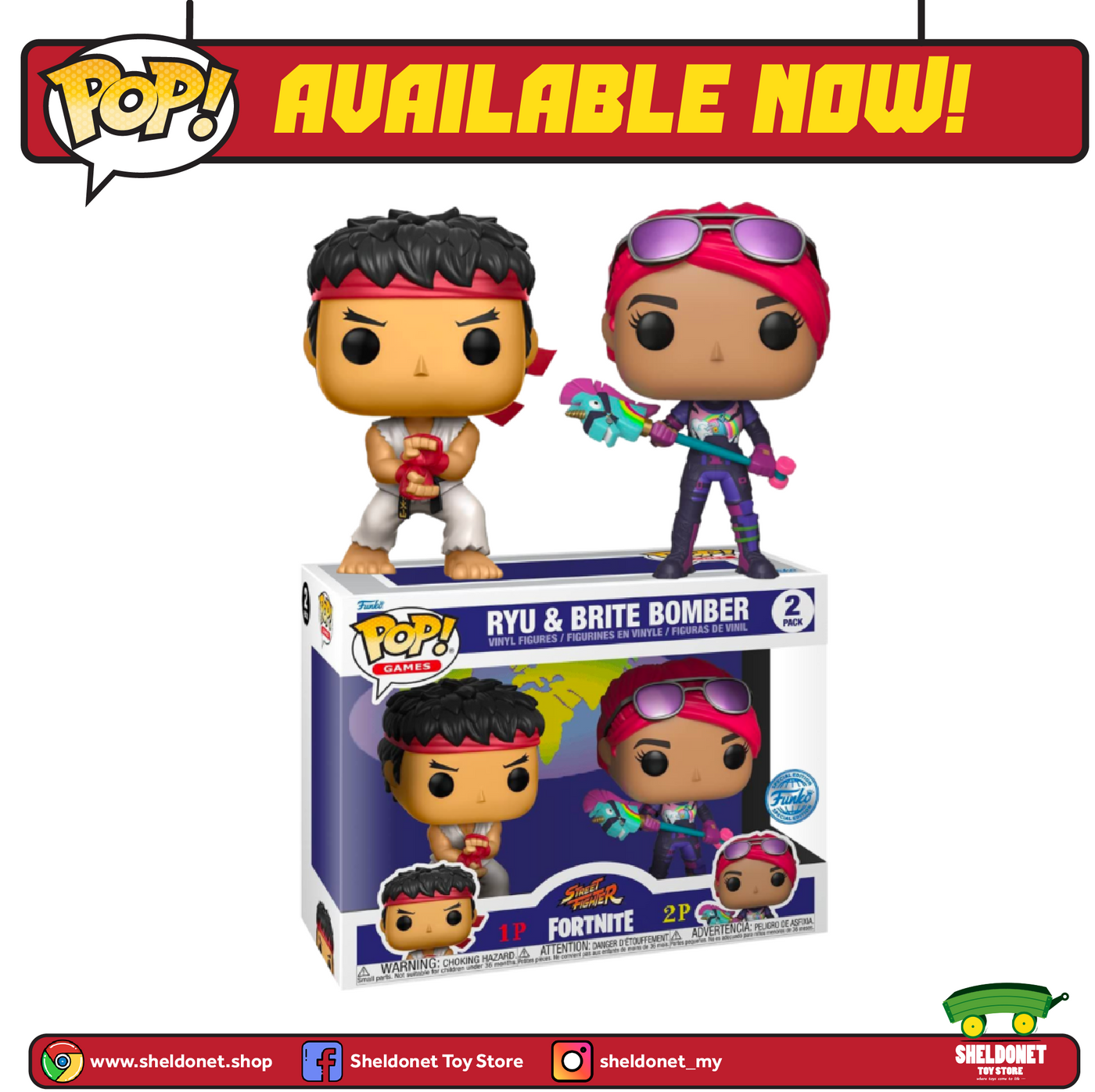 Pop! Games: Fortnite - Ryu And Brite Bomber (2-Pack) [Exclusive